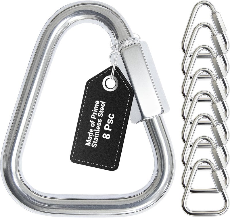 DAJOUJS Triangle Carabiner Clips for Slackline - Heavy Duty Stainless Steel Quick Link Chain Connector - 4/6 /8 Pack - Image 1
